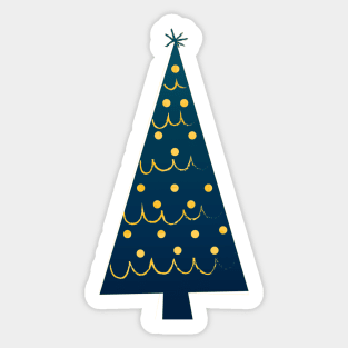 Elegant Dark Blue Golden Christmas Tree Sticker